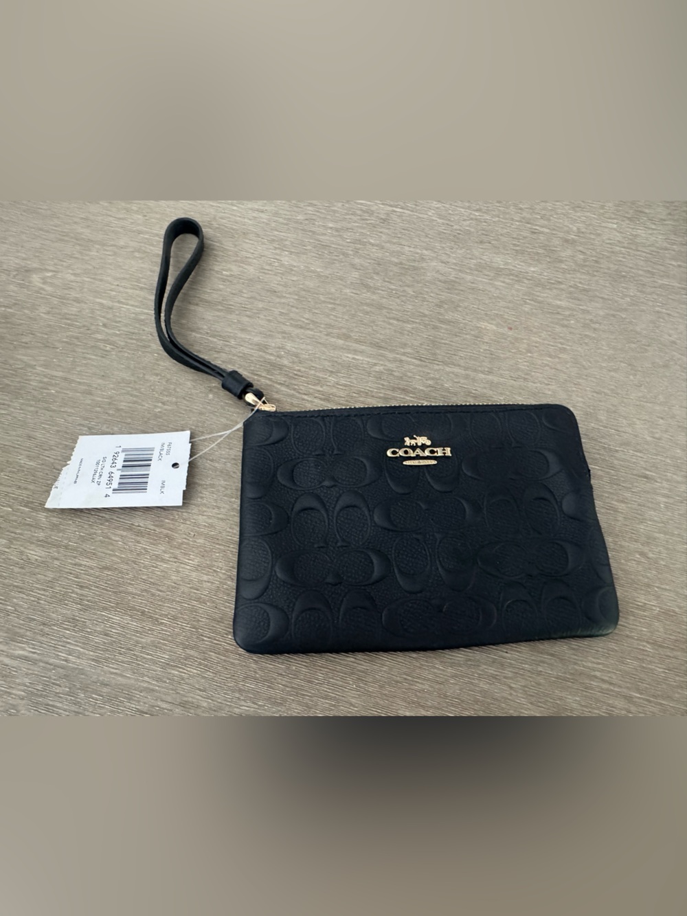 Coach Black Embossed Signature Wristlet Coin purse